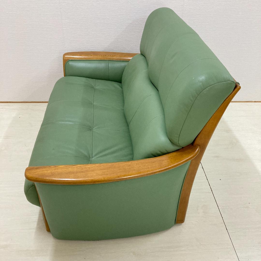 浜本工芸　革製　2人掛けソファ　ラブソファ