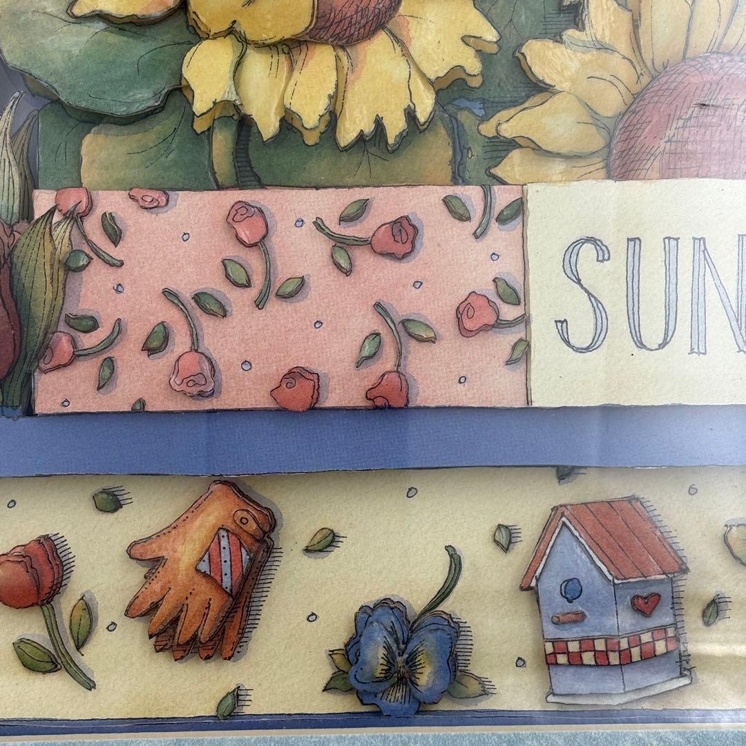 3Dアート シャドーボックス 額装 Garden パンジー ヒマワリ 立体絵画