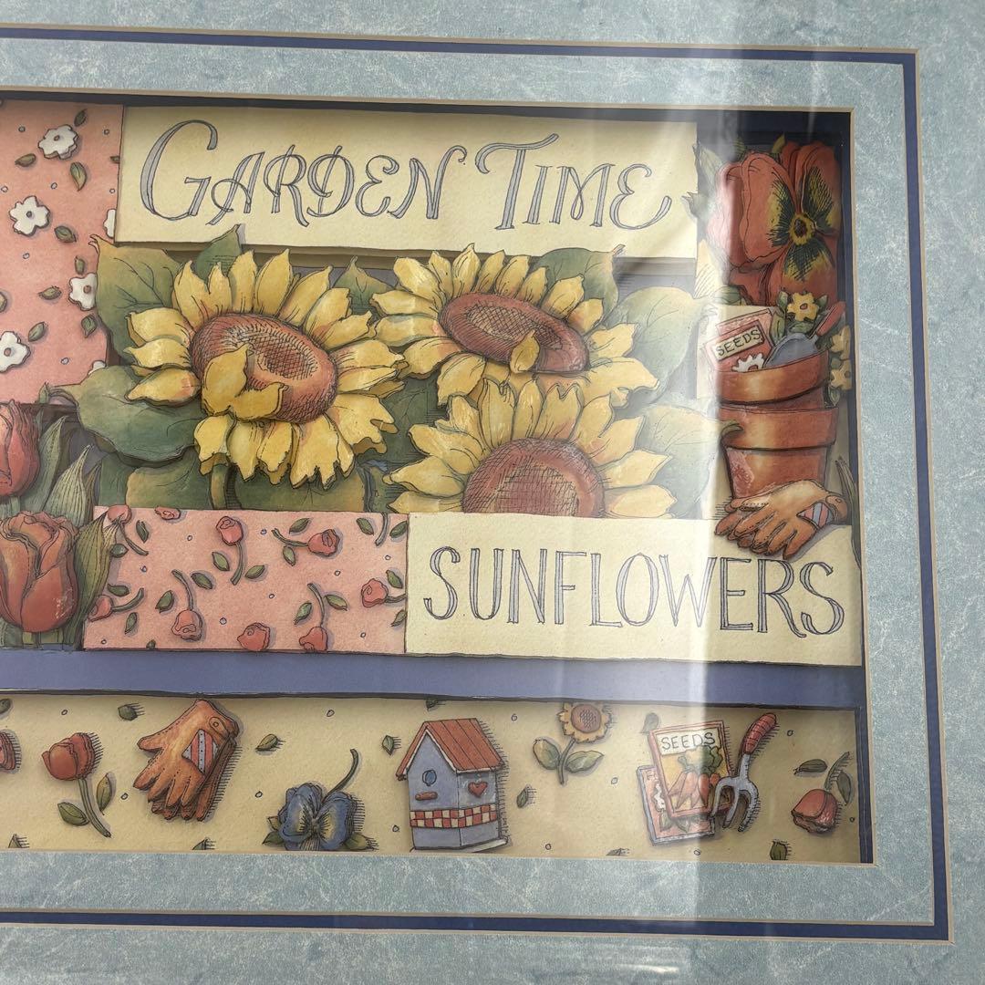 3Dアート シャドーボックス 額装 Garden パンジー ヒマワリ 立体絵画