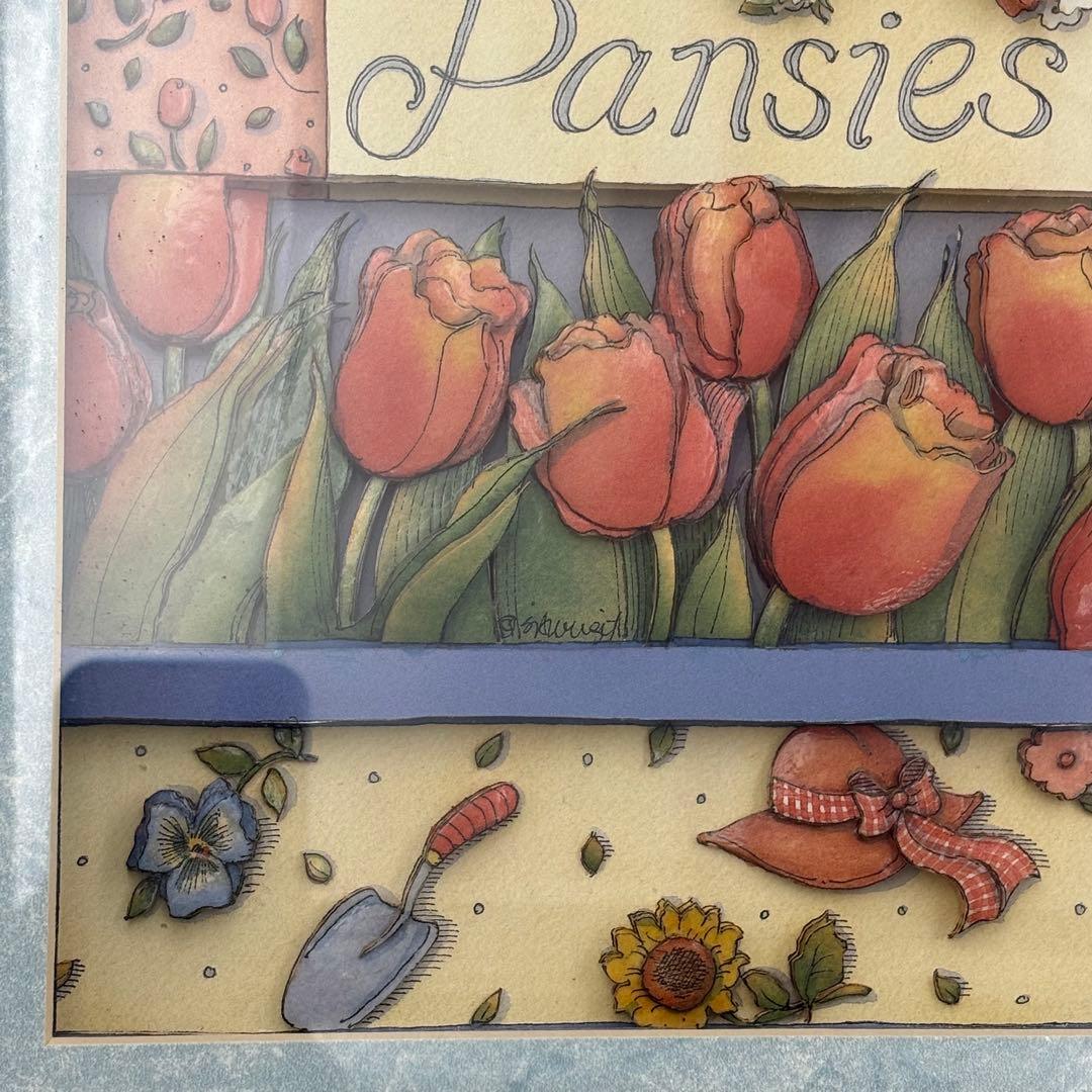 3Dアート シャドーボックス 額装 Garden パンジー ヒマワリ 立体絵画