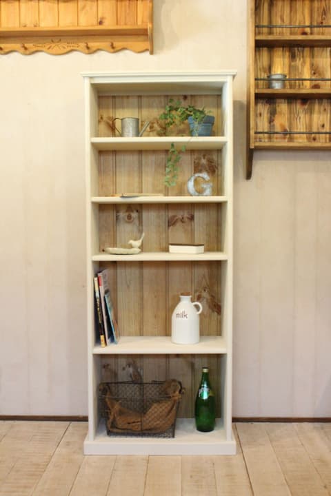 mi品です　ハンドメイド　ホワイトシャビーオープンラック(L)