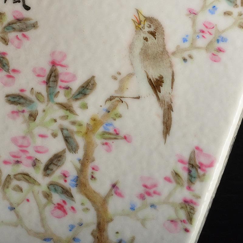 中国粉彩漢詩花鳥文香炉C6650