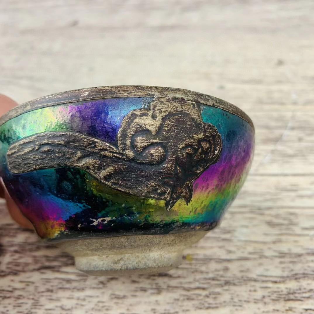 中国古美術・旧蔵の磁器・建窯七彩油滴包銀口盞・置物・書道品・茶道具