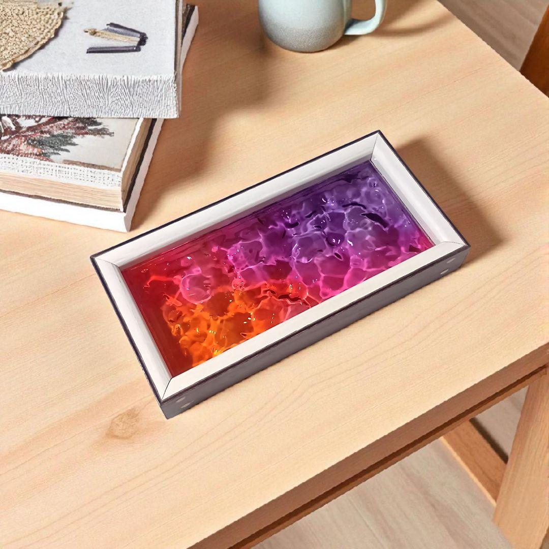 【1202】オーシャンアート　波紋　ウッドレジン　トレー（中）インテリア　雑貨