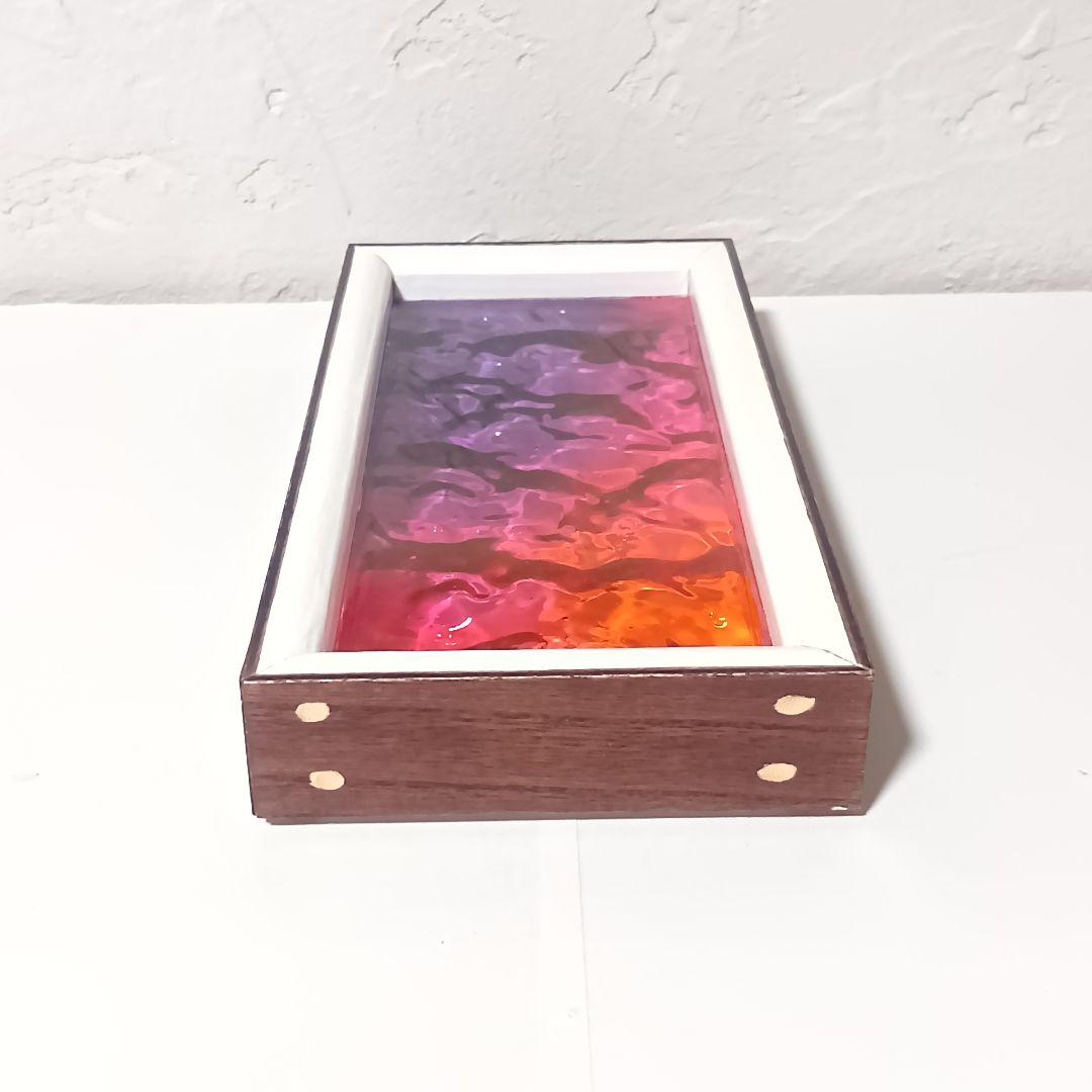 【1202】オーシャンアート　波紋　ウッドレジン　トレー（中）インテリア　雑貨