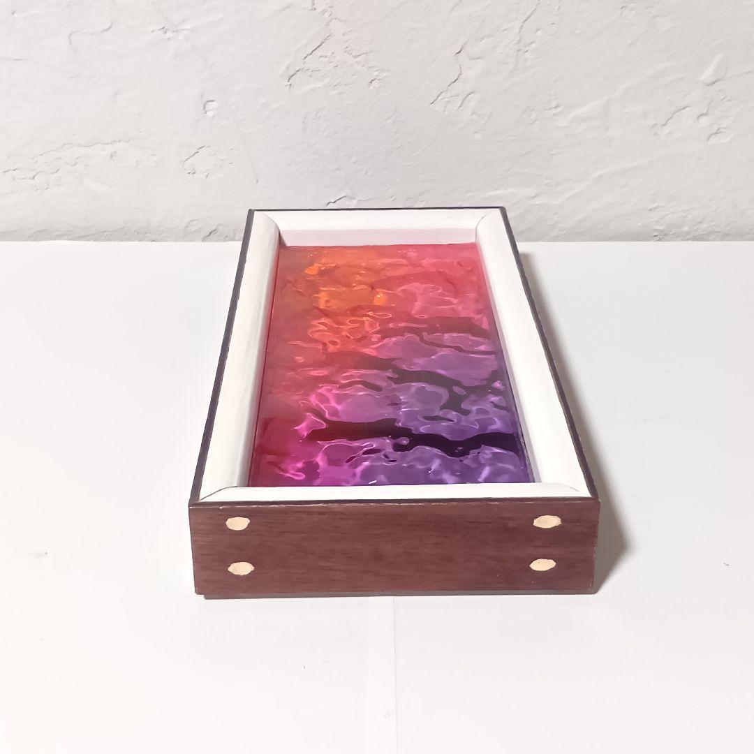 【1202】オーシャンアート　波紋　ウッドレジン　トレー（中）インテリア　雑貨