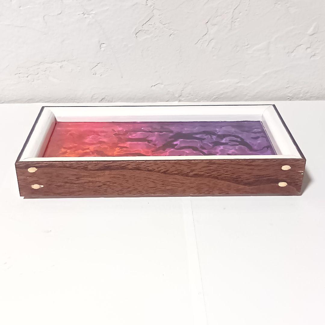 【1202】オーシャンアート　波紋　ウッドレジン　トレー（中）インテリア　雑貨