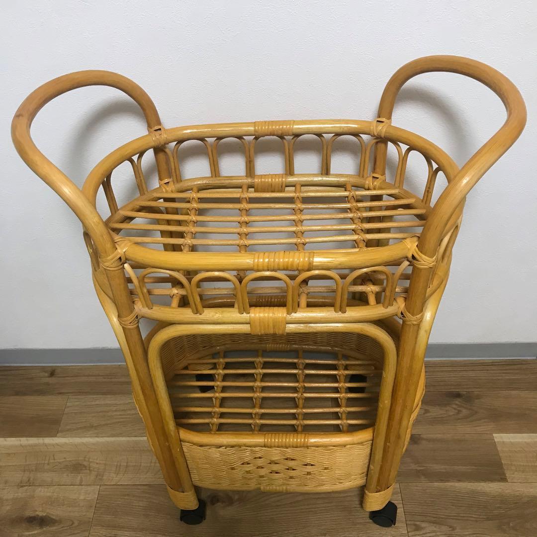⭐️ラタン　籐　ランドリーワゴン　収納ワゴン　キャスター付き