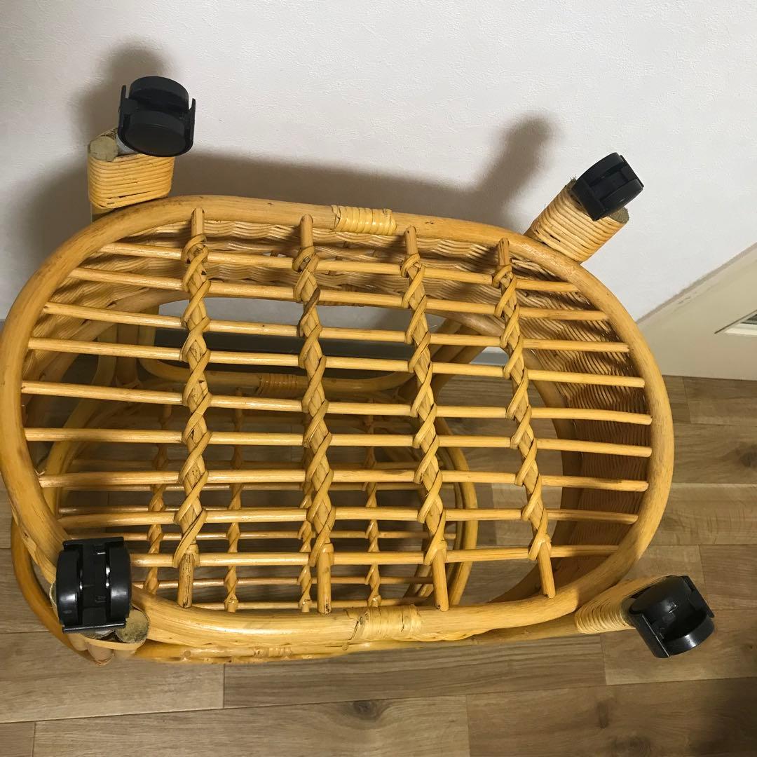 ⭐️ラタン　籐　ランドリーワゴン　収納ワゴン　キャスター付き