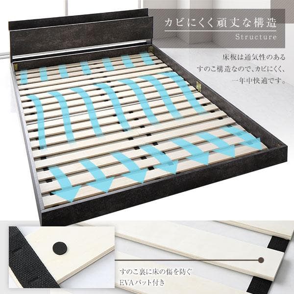 ベッド セミダブル ベッドフレームのみ ストーングレー ds-2496614