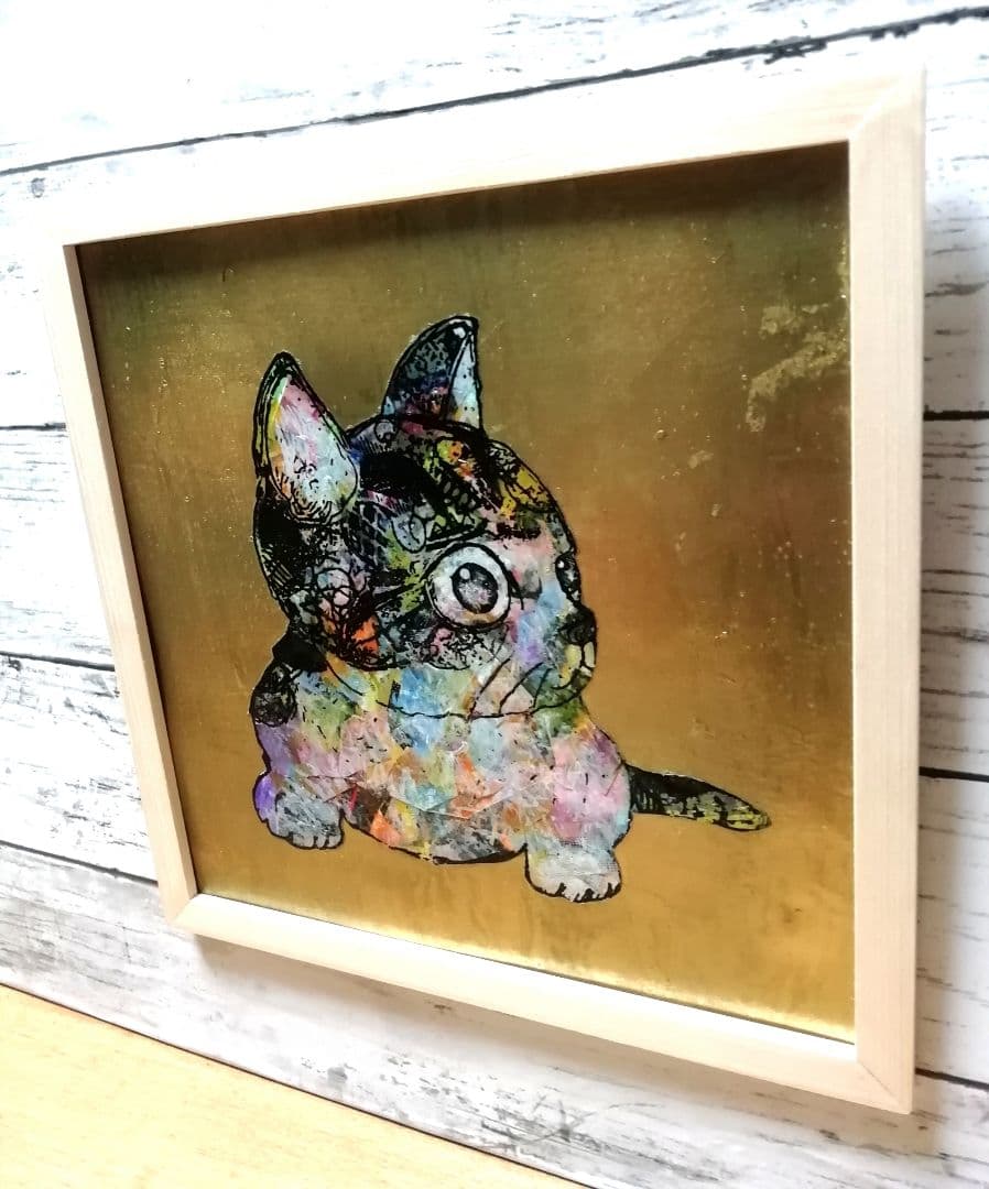 売約済み　依頼者優先作品9 猫の額付き銅版画回想ニャンコ