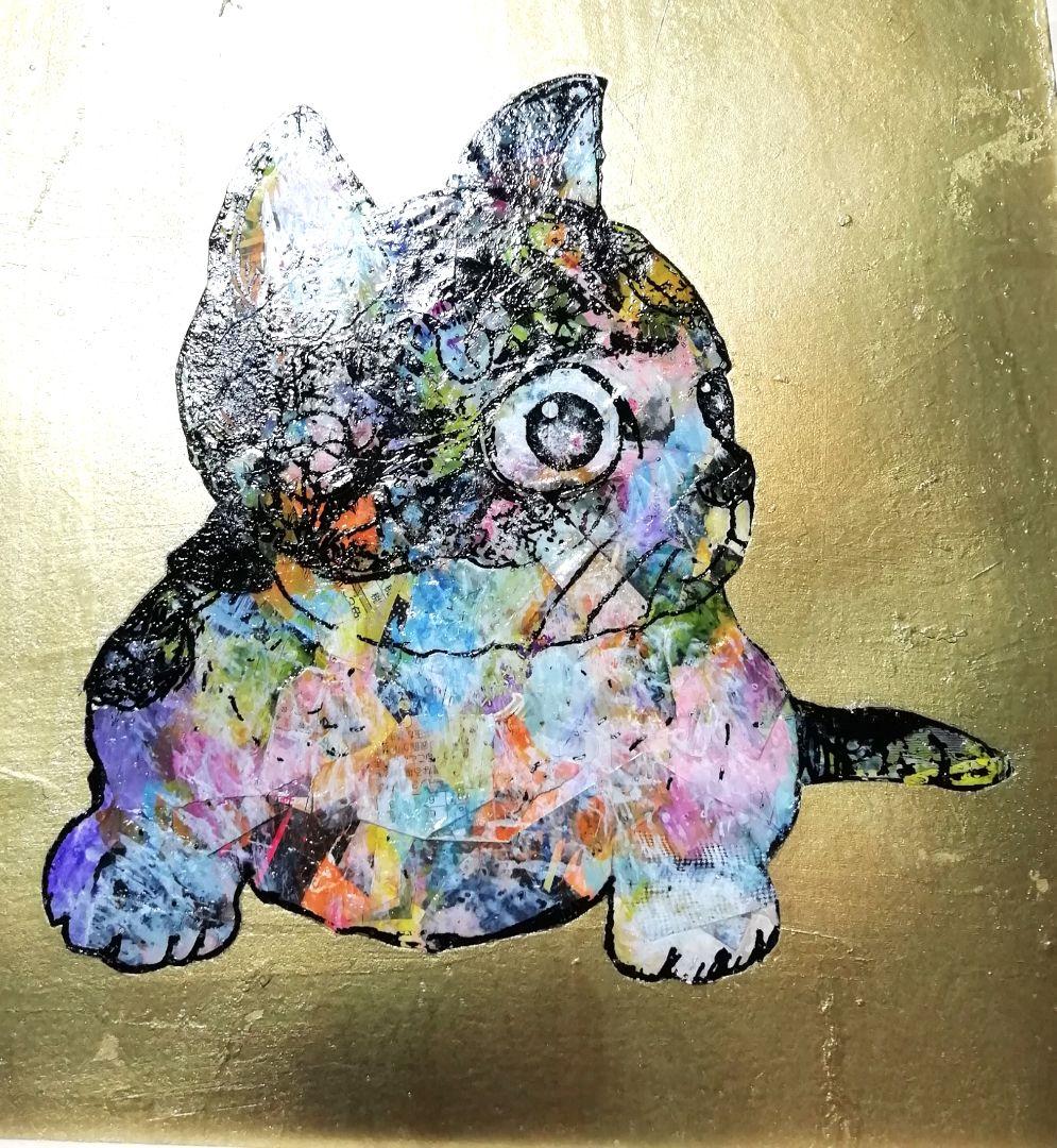 売約済み　依頼者優先作品9 猫の額付き銅版画回想ニャンコ