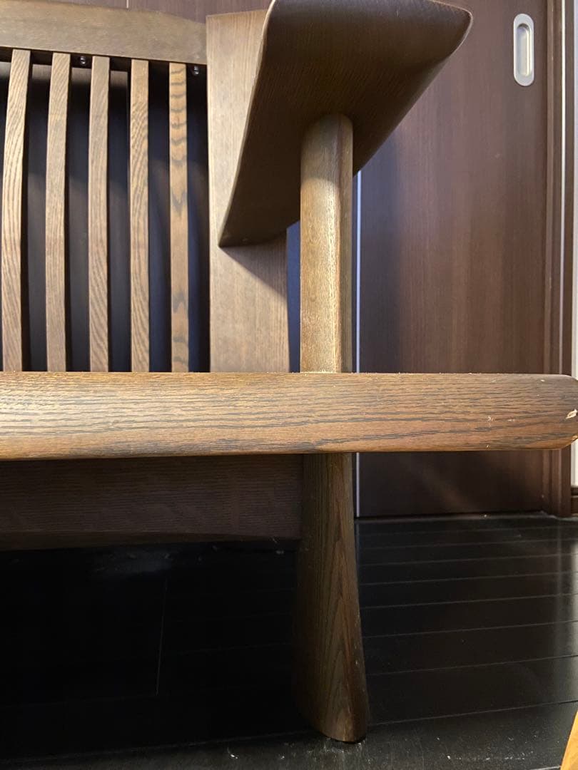 ブラウン合成皮革2人掛けソファ