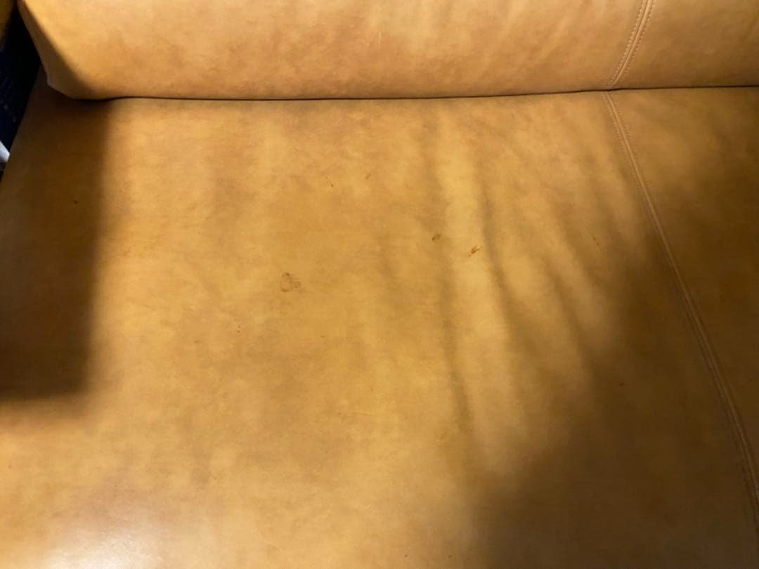 ブラウン合成皮革2人掛けソファ