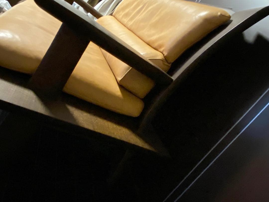 ブラウン合成皮革2人掛けソファ