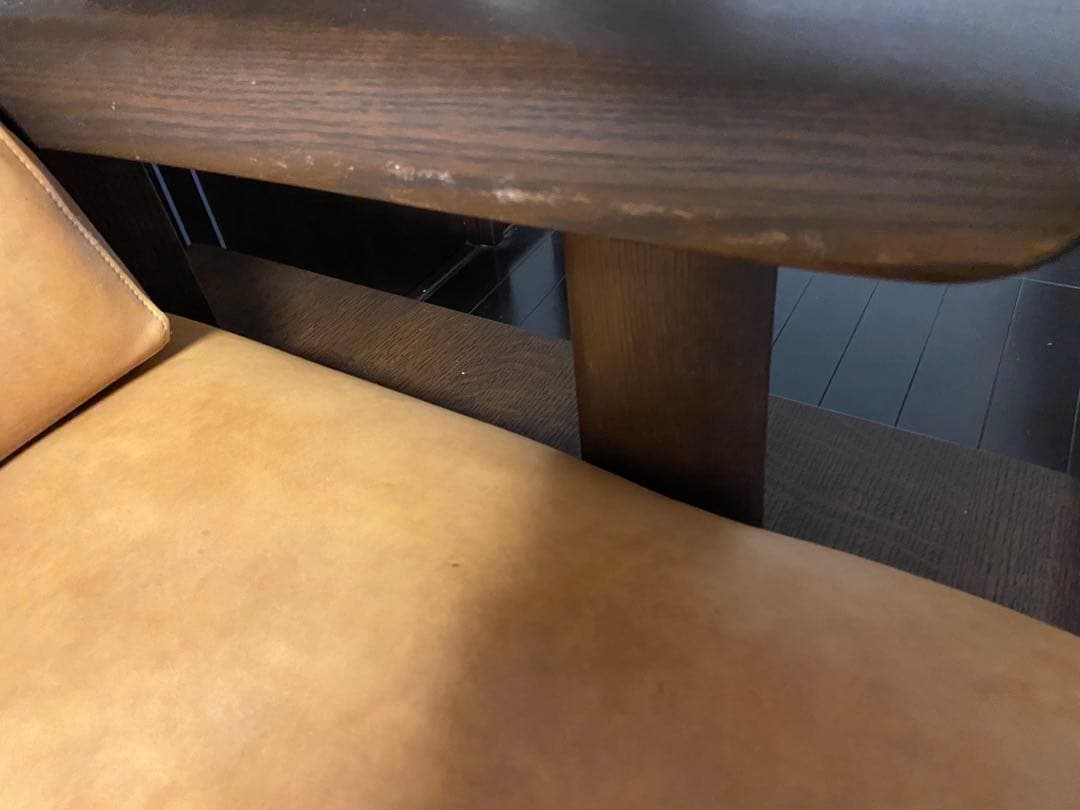 ブラウン合成皮革2人掛けソファ