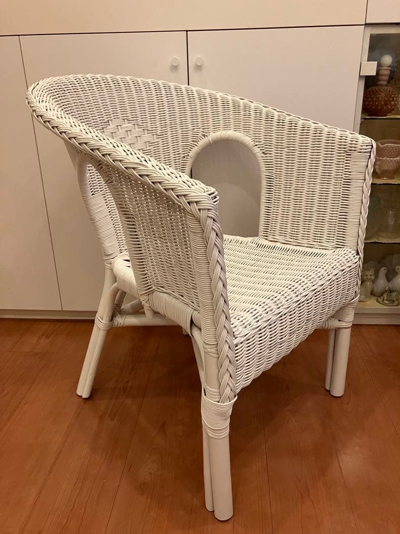 ニトリ　廃盤品　ラタンチェア　ホワイト　NITORI　籐家具