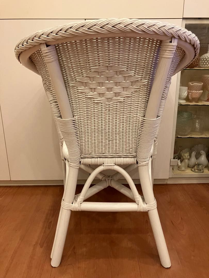 ニトリ　廃盤品　ラタンチェア　ホワイト　NITORI　籐家具