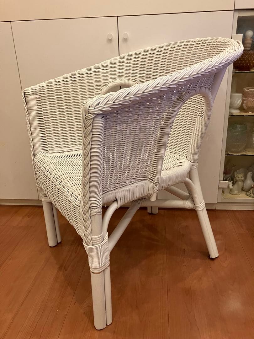 ニトリ　廃盤品　ラタンチェア　ホワイト　NITORI　籐家具