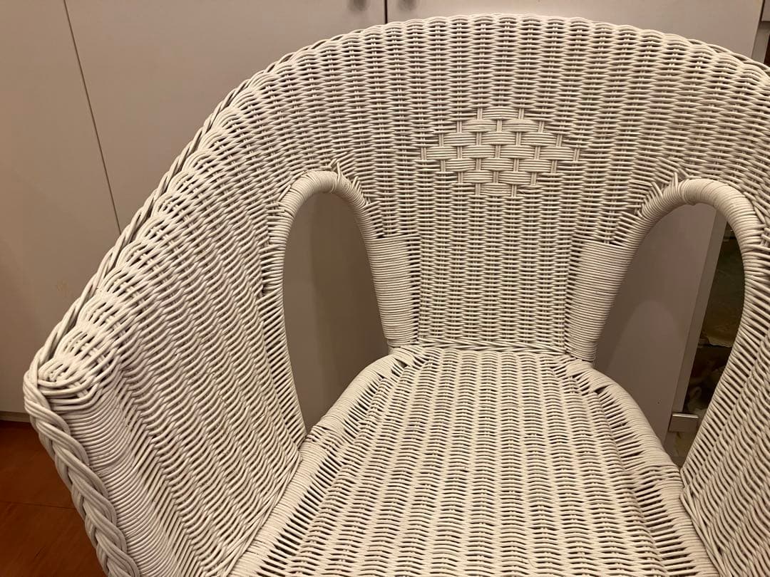 ニトリ　廃盤品　ラタンチェア　ホワイト　NITORI　籐家具
