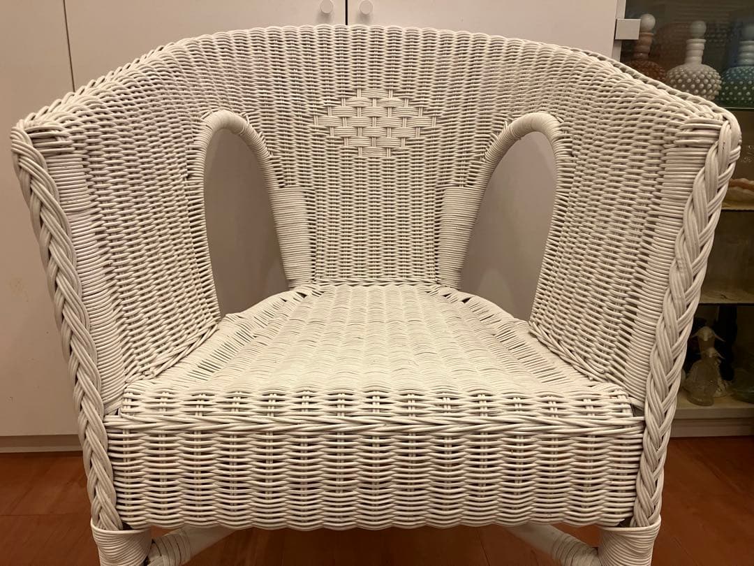 ニトリ　廃盤品　ラタンチェア　ホワイト　NITORI　籐家具