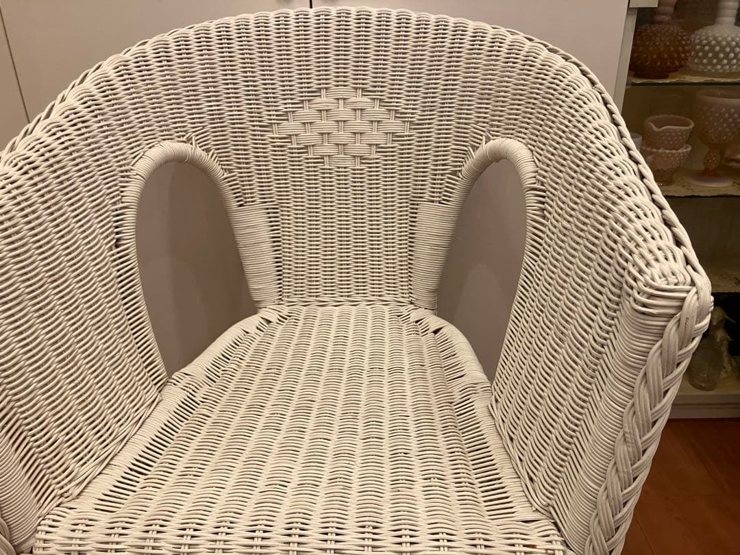ニトリ　廃盤品　ラタンチェア　ホワイト　NITORI　籐家具