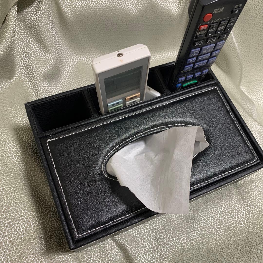 お値下げ！☆12個セットです！小物収納ティッシュボックス・PUレザー・ブラック