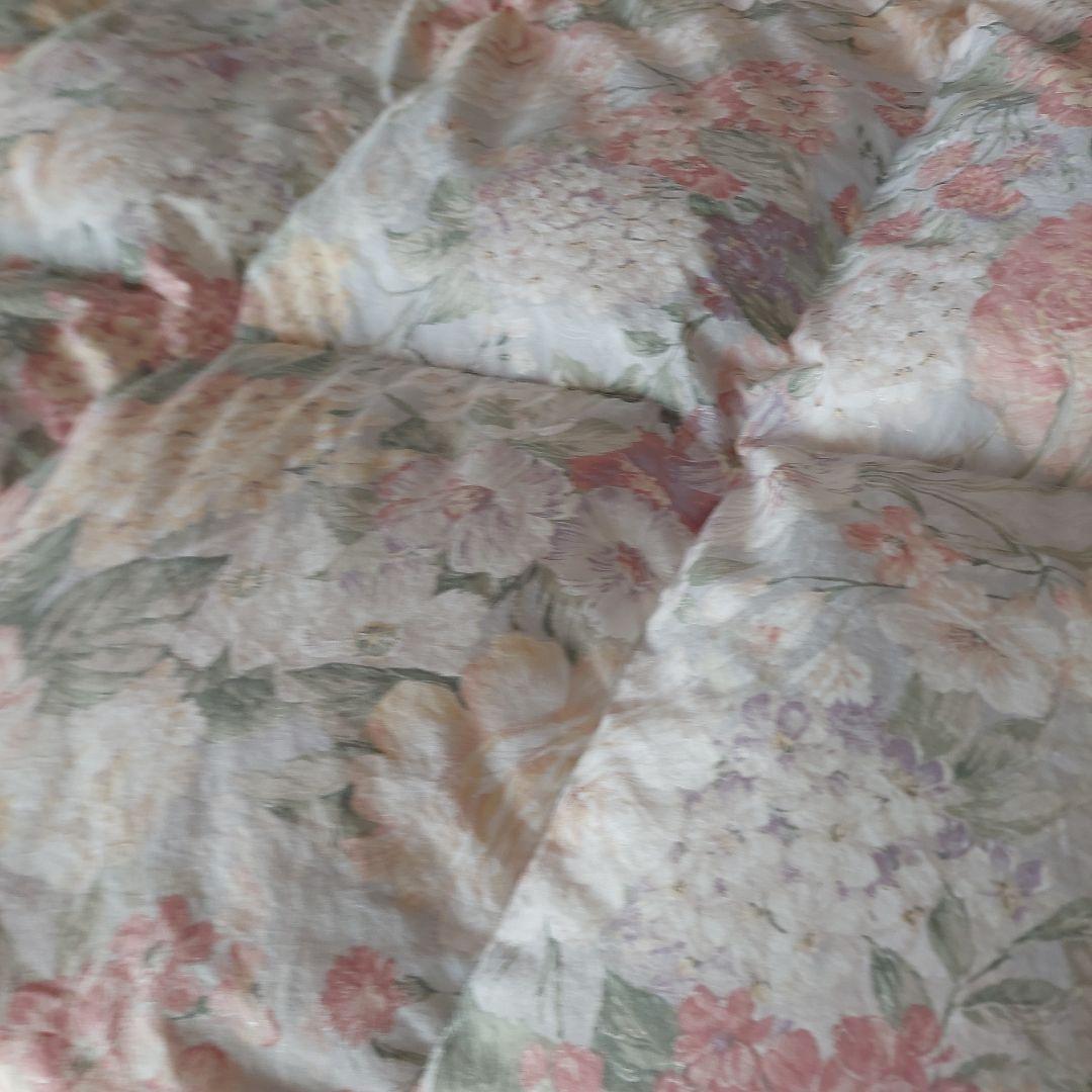 羽毛花柄掛け布団 ホワイトダウン1.5kg 中古品