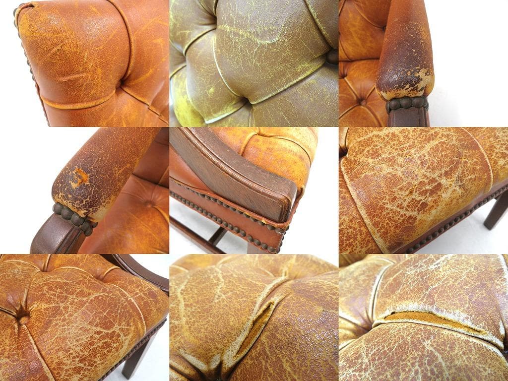 英国　イギリス　アンティーク　総本革　レザー　チェア　チェア　ソファ