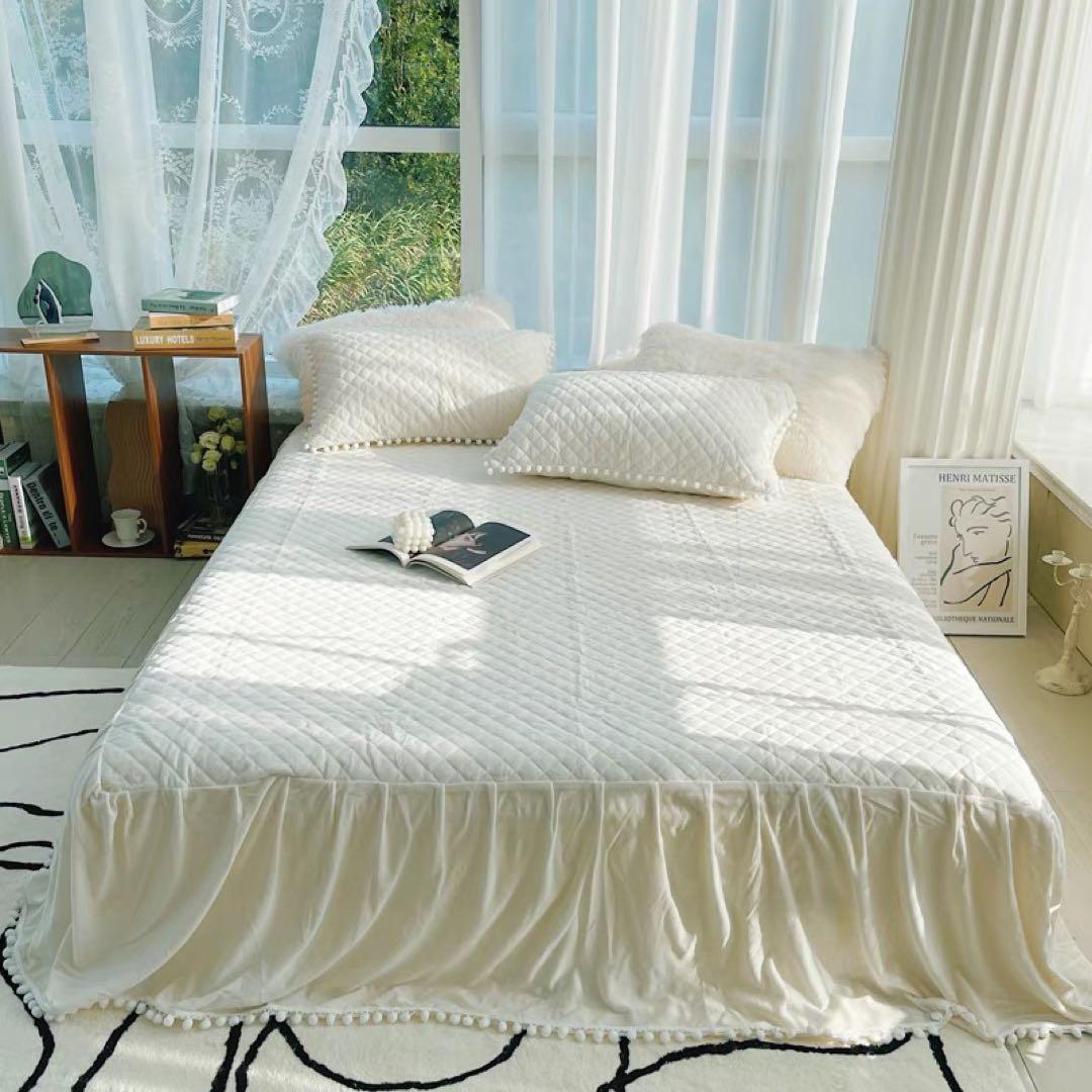 ホワイト キングサイズ カバー・シーツセット