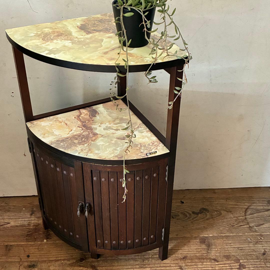 オールドカリモク ヴィンテージ コーナーラック シェルフ 棚 マーブル