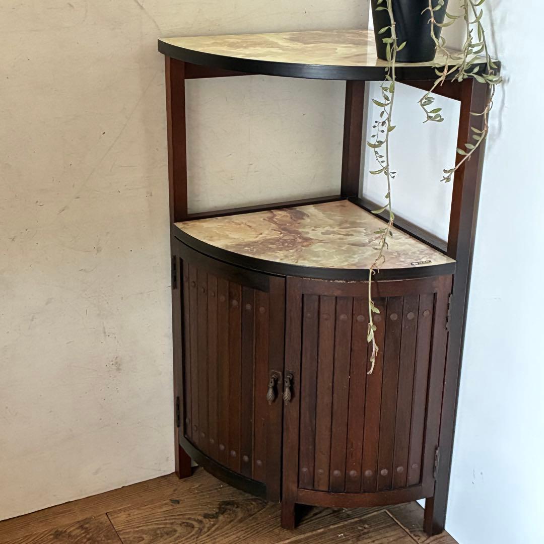 オールドカリモク ヴィンテージ コーナーラック シェルフ 棚 マーブル