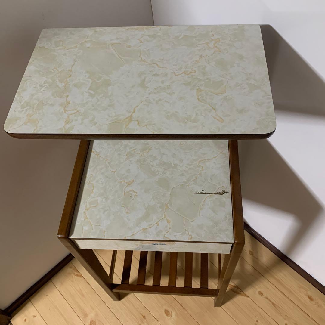 昭和レトロ　3段棚　引き出し付　電話台