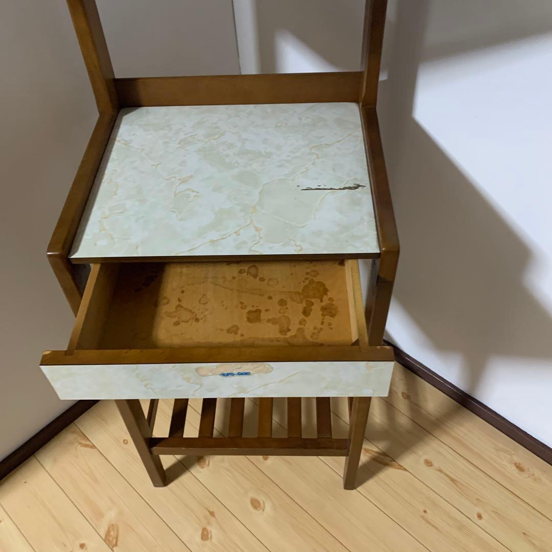 昭和レトロ　3段棚　引き出し付　電話台