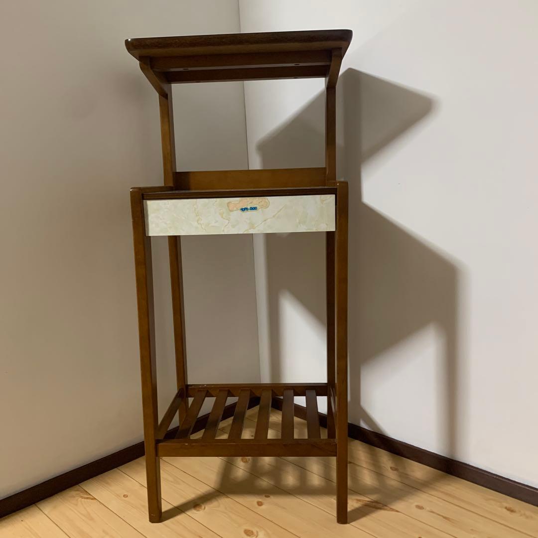 昭和レトロ　3段棚　引き出し付　電話台