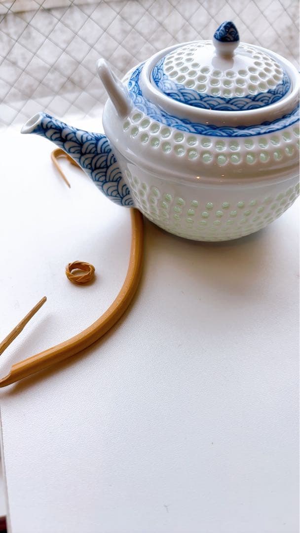 （未使用）有田焼 丹心窯 水晶青海波 急須水晶彫　和食器 波佐見焼急須