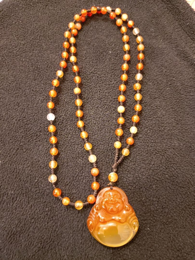 天然石ビーズ 笑顔の仏像ネックレス 神様 天然石ビーズ 笑顔の仏像ネックレス 神様