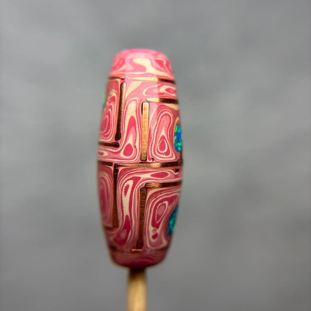 漆オパール天珠　四眼銅線天珠　12-76