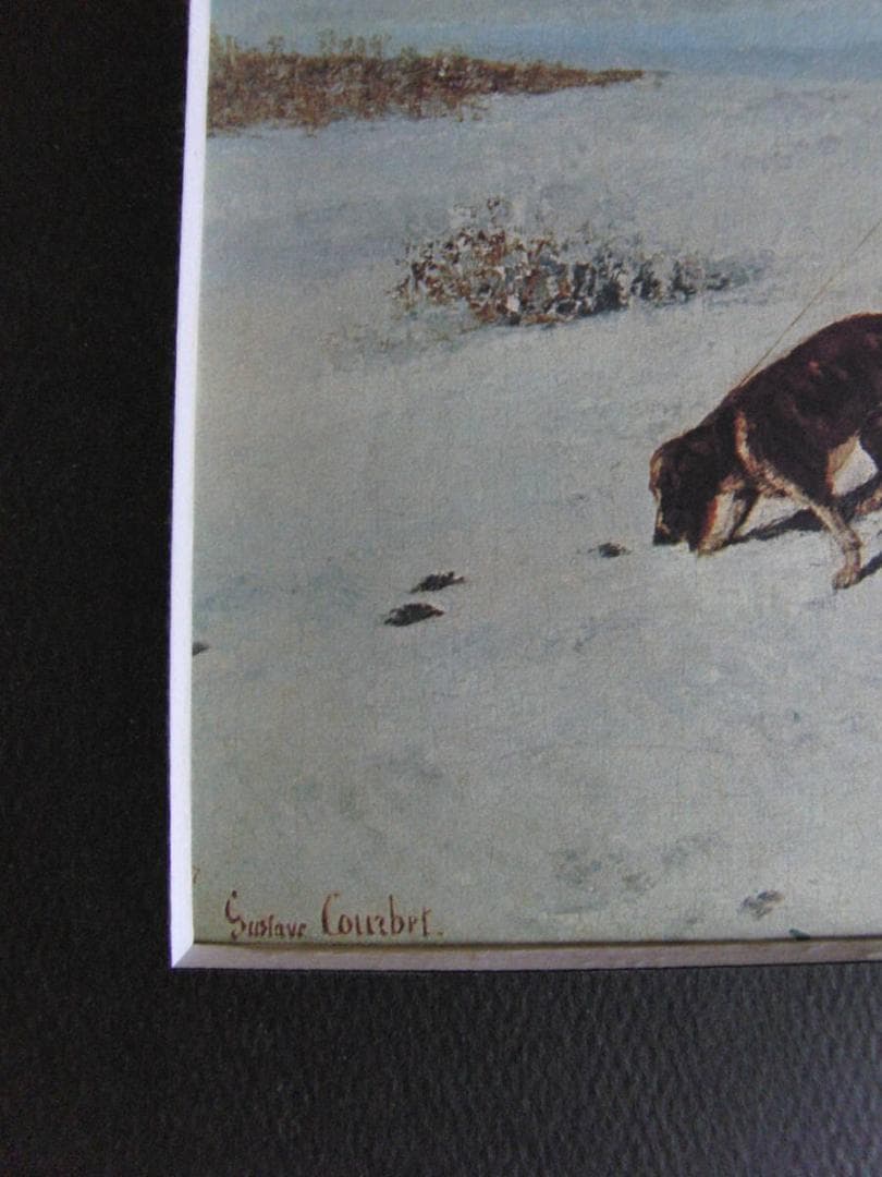 ギュスターヴ・クールベ、【密猟者】、希少な額装用画集より、状態良好