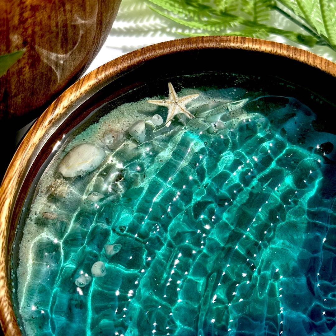 インテリアアート　海の置き物　アクセサリートレイ　雑貨　貝殻