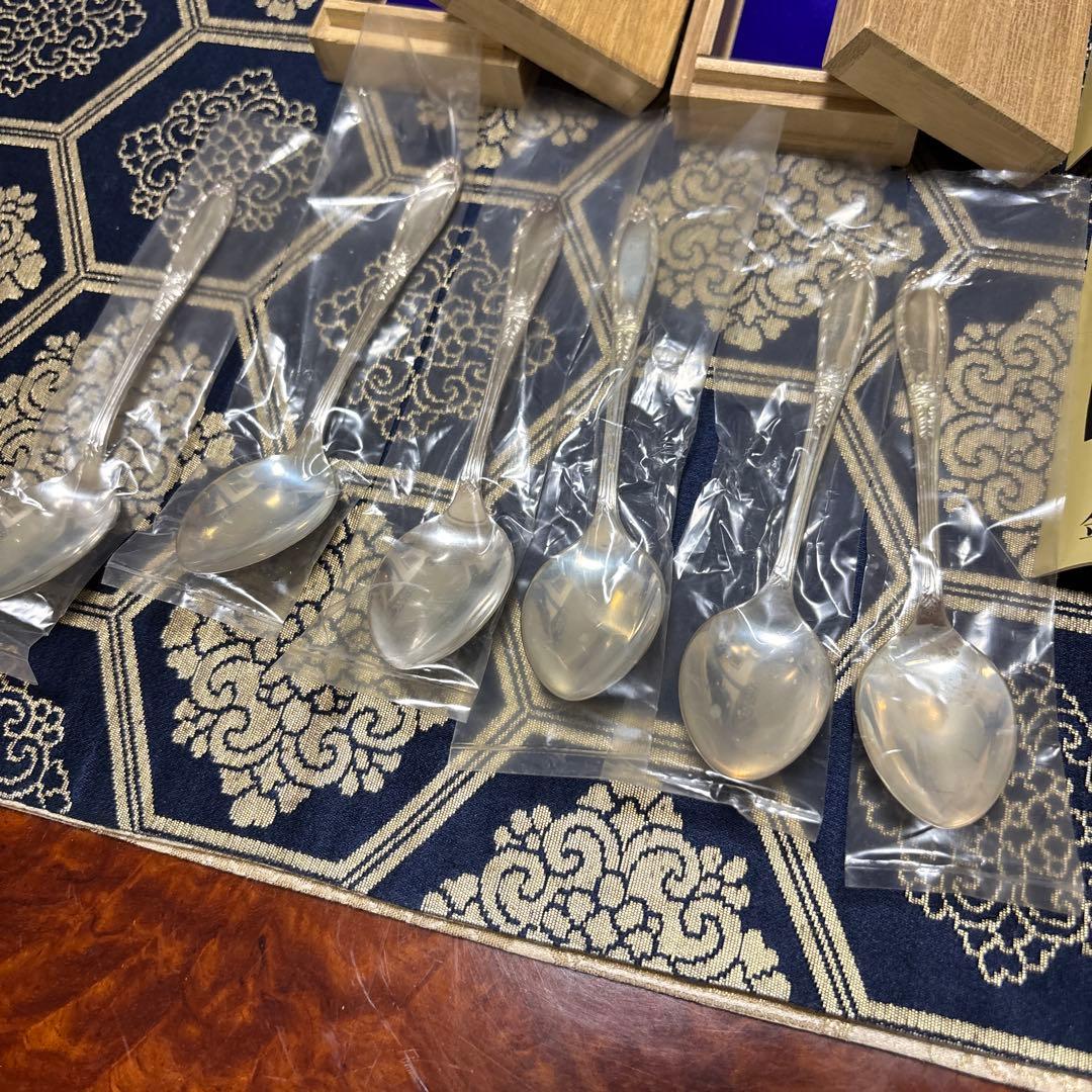 R*J様 銀製スプーンセット 3本木製ボックス付き 2セット