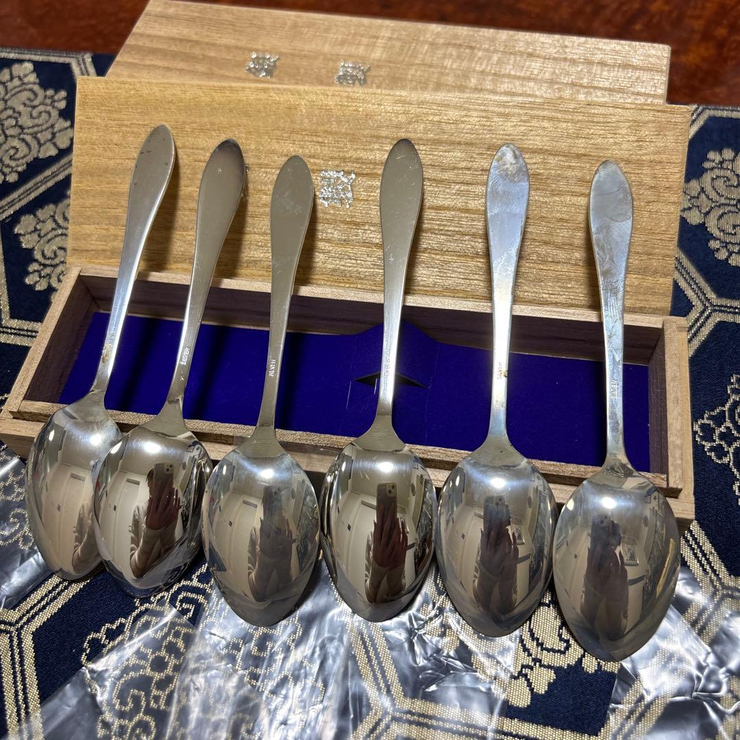 R*J様 銀製スプーンセット 3本木製ボックス付き 2セット