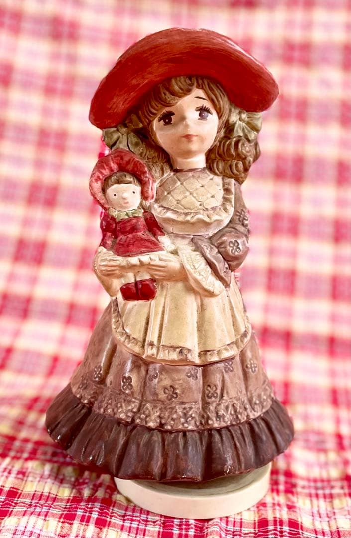 ★ヴィンテージオルゴール フランス人形♪白鳥の湖-情景-♪骨董品