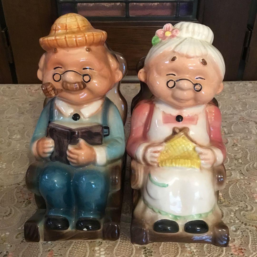 昭和レトロ 陶器 おじいちゃんとおばあちゃん 貯金箱 加藤工芸 - メルカリ