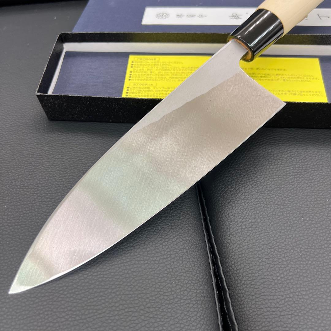 ★新品送料込★堺菊守はがね鍛造出刃包丁180mm右片刃裏押し加工化粧箱入り