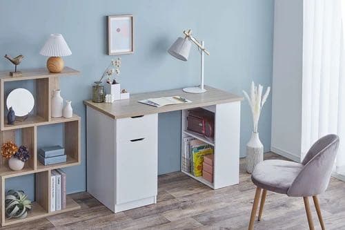 収納付きデスク〈ブラック〉〈ホワイト〉