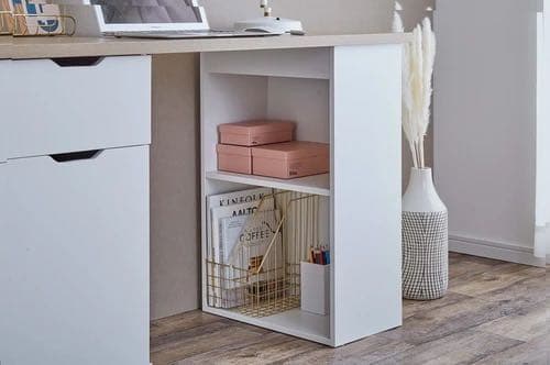 収納付きデスク〈ブラック〉〈ホワイト〉