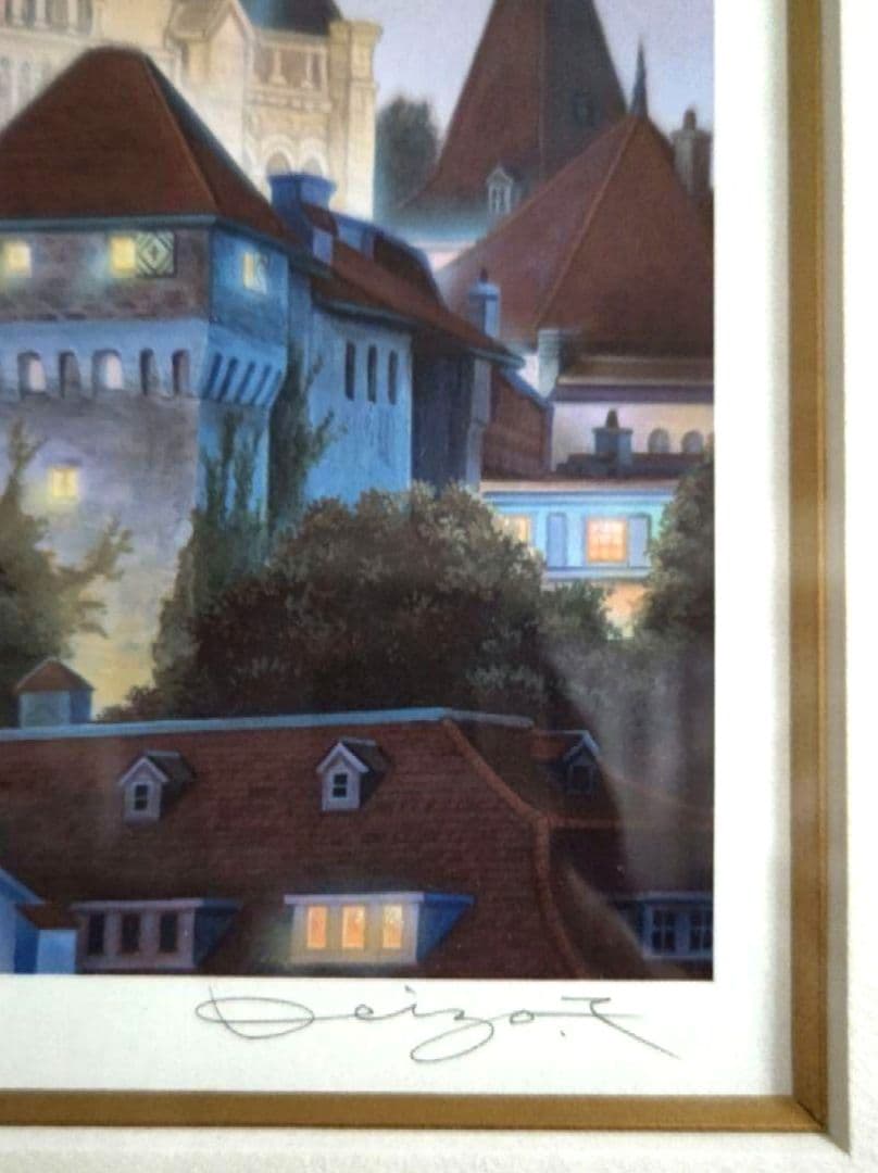 塚本馨三シ ルクスクリーン版画「ムーンファンタジー」 額縁証明書付