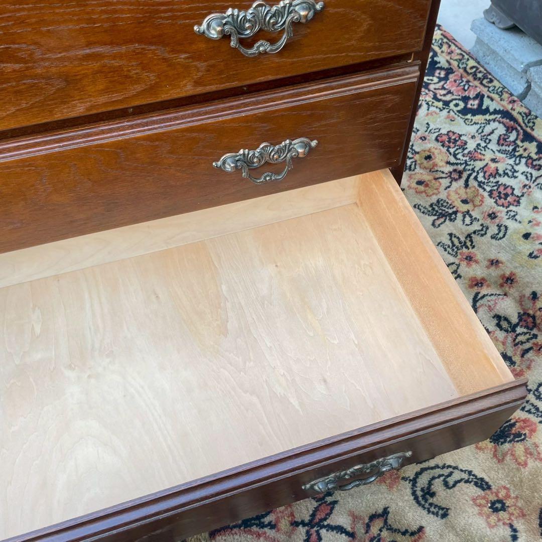 筑後民芸　ダークブラウン木製チェスト 6引き出し