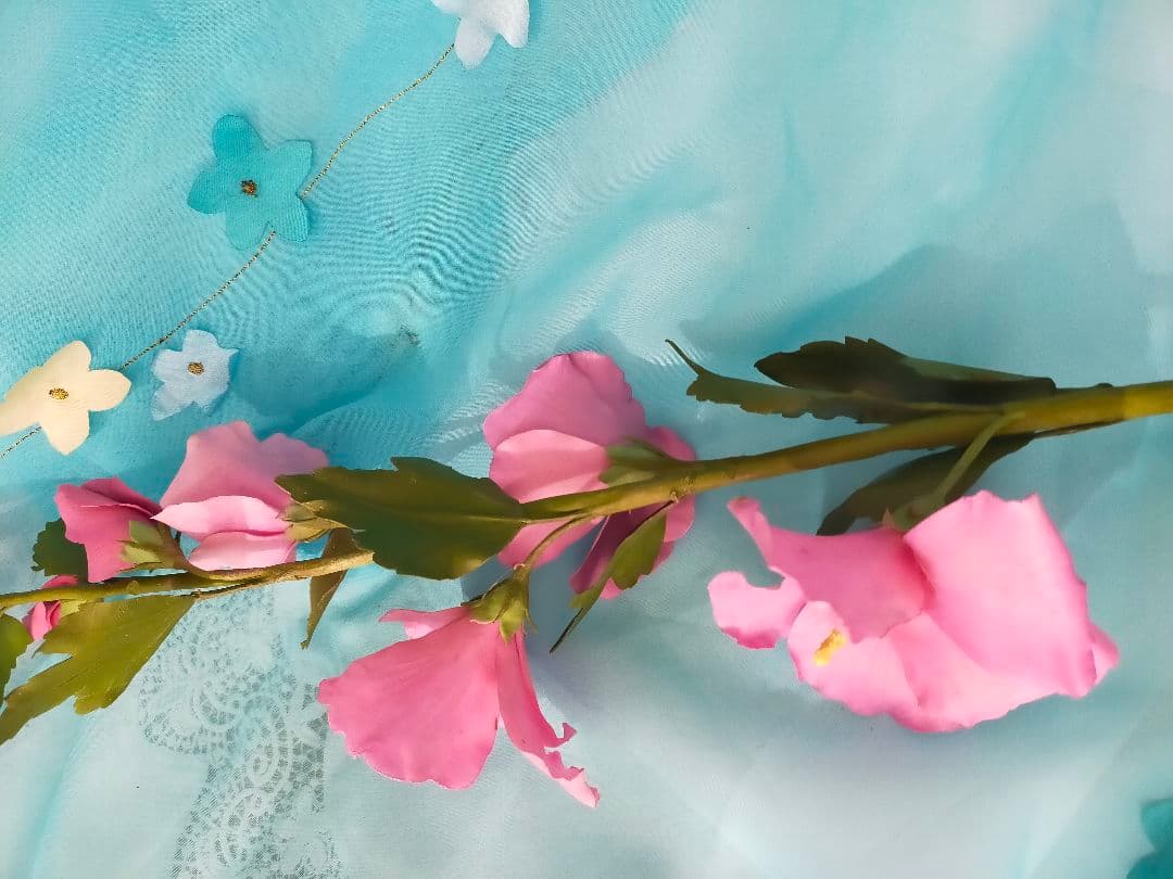 クレイフラワー【芙蓉2本】パンフラワー